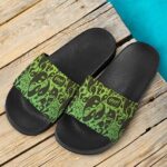 Dope Weed Green Cartoon Doodle Art 420 Marijuana Slide Sandals