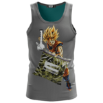 Dragon Ball Z Goku Holding Bong And Bag Of Weed Dope Gray Tank Top