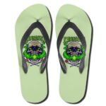 Awesome Cartoon Skull Smoking a Cannabis Spliff Flip Flops