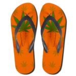 Cannabis Leaf Carrot Strain Design Orange Flip Flops