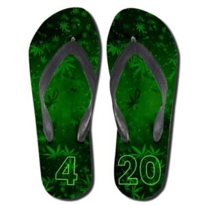 Amazing 420 Marijuana Vibrant Green Flip Flops Slippers