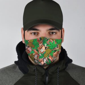 Weed Money and Paper Bills Hippie Pattern Face Mask
