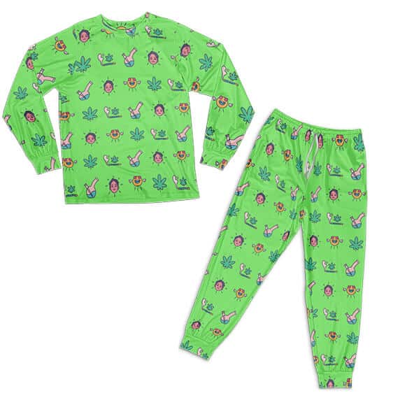 Feelin' Irie Weed Bong And Blunt Pattern Pyjamas Set