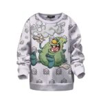 Funny Reefer Bud Cartoon Smoking a Joint White Kids Sweater