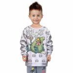 Funny Reefer Bud Cartoon Smoking a Joint White Kids Sweater