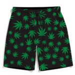 420 Ganja Weed Leaves Pattern Black Awesome Men's Boardshorts