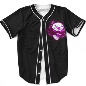 Glowing Purple Skull Smoke Weed 420 Marijuana Baseball Jersey