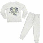 Goat Eating Weed Leaf Silhouette Pattern Nightwear Set