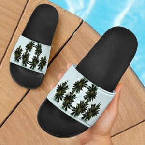 Green Cannabis Sativa Plant 420 Weed Marijuana Slide Sandals