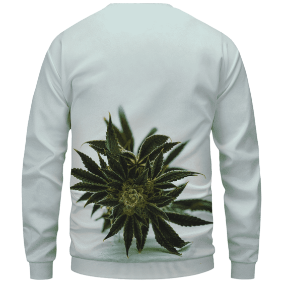 Green Cannabis Sativa Plant 420 Weed Marijuana Sweatshirt Back