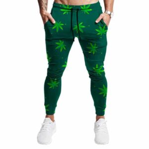 Green Cannabis Weed Pattern Awesome 420 Marijuana Sweatpants