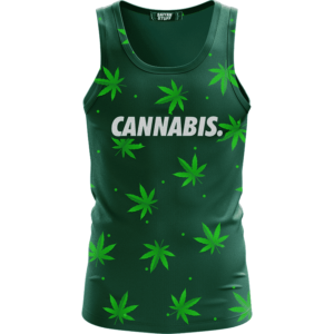 Green Cannabis Weed Pattern Minimal Art 420 Marijuana Tank Top