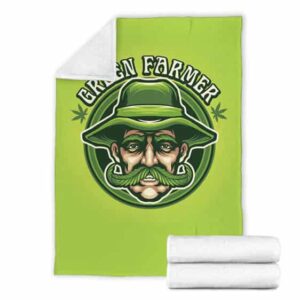 Green Farmer Logo Stylish 420 Marijuana Throw Blanket