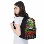 Green Smurf Smoking Blunt Trippy Background Coolest Backpack