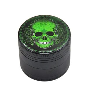 Green Sugar Skull Design Art Stylish Weed Kush Grinder