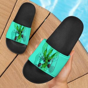 Weed on Playstation Controller Dope Art 420 Bud Slide Sandals
