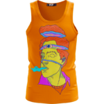 Guy Tripping Weed Smoking Flat Color Art 420 Kush Tank Top