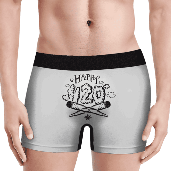 Happy 420 Joint Weed Marijuana White Men's Underwear