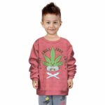 Happy Weed Meditating Cartoon Just Chill Kids Sweatshirt
