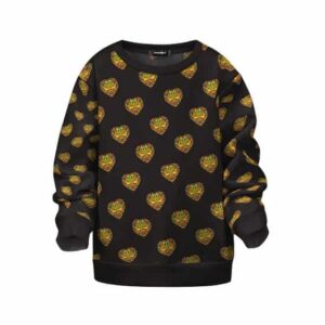 Hearts of Weed Pattern Black Dope Kids Pullover Sweatshirt