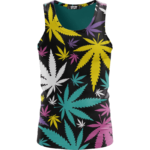 Hemp Doobie Ganja Colorful Patterns 420 Black Tank Top