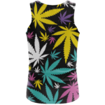 Hemp Doobie Ganja Colorful Patterns 420 Black Tank Top - Back