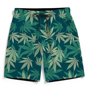 Hemp Leaves Marijuana Ganja Kush Elegant Men's Beach Shorts
