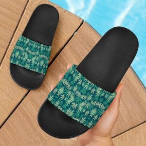 Hemp Leaves Marijuana Ganja Weed Kush Elegant Slides Sandals