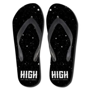 High Ganja Stars Don't Panic It's Organic Black Slippers