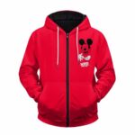 High Mickey Mouse Weed Smoke Out Red Zipper Hoodie Jacket