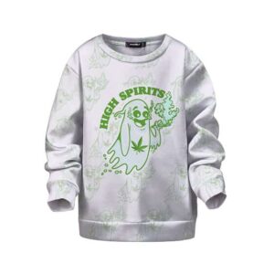 High Spirits Funny Ghost Smoking Spliff Kids Pullover Sweater