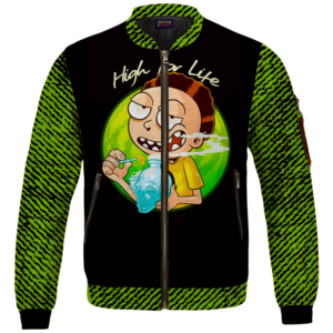 High for Life Adventures of Morty 420 Marijuana Bomber Jacket