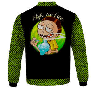 High for Life Adventures of Morty 420 Marijuana Bomber Jacket - back