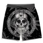 Hippie Skull Marijuana Leaves Art Dope Black Beach Shorts