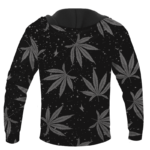 Hippie Skull Awesome Marijuana Leaves Pattern Dope Black Hoodie - BACK