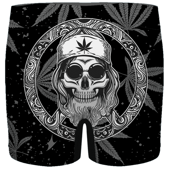 Hippie Skull Awesome Marijuana Leaves Dope Men's Boxer Brief