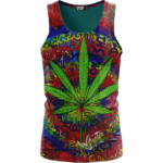 Hippie Style Colorful Marijuana Design Trippy Dope Tank Top
