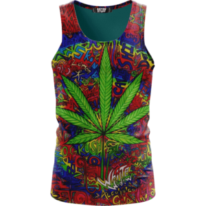 Hippie Style Colorful Marijuana Design Trippy Dope Tank Top