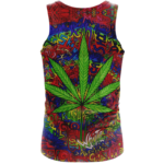 Hippie Style Colorful Marijuana Design Trippy Dope Tank Top - Back