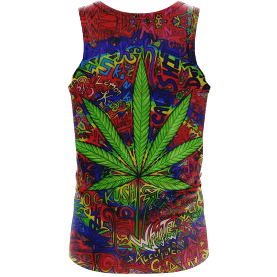 Hippie Style Colorful Marijuana Design Trippy Dope Tank Top - Back