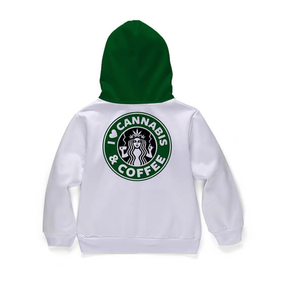 I Love Cannabis & Coffee Starbucks Logo Kids Hoodie