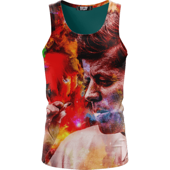 JFK Tribute Smoking Joint Dope Trippy Art Awesome Tank Top