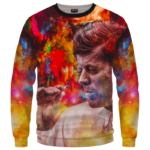 JFK Tribute Smoking Joint Dope Trippy Art Crewneck Sweatshirt