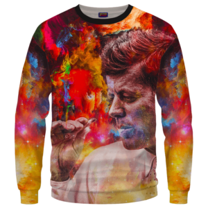 JFK Tribute Smoking Joint Dope Trippy Art Crewneck Sweatshirt