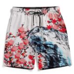 Japanese Art Painting Cherry Marijuana Blossoms 420 Beach Shorts