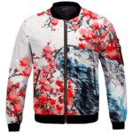 Japanese Art Painting Cherry Marijuana Blossoms 420 Bomber Jacket