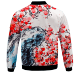 Japanese Art Painting Cherry Marijuana Blossoms 420 Bomber Jacket Back