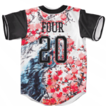 Japanese Painting Cherry Marijuana Blossoms 420 Baseball Jersey