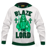 Jesus Smokes Blaze The Lord Funny Art 420 Marijuana Adult Pullover Hoodie