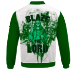 Jesus Smokes Blaze The Lord Funny Art 420 Marijuana Bomber Jacket - BACK